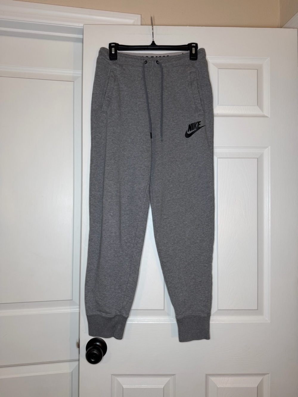 Nike Gray Jogger Sweatpants Just Do It Waistband Women M Pockets
